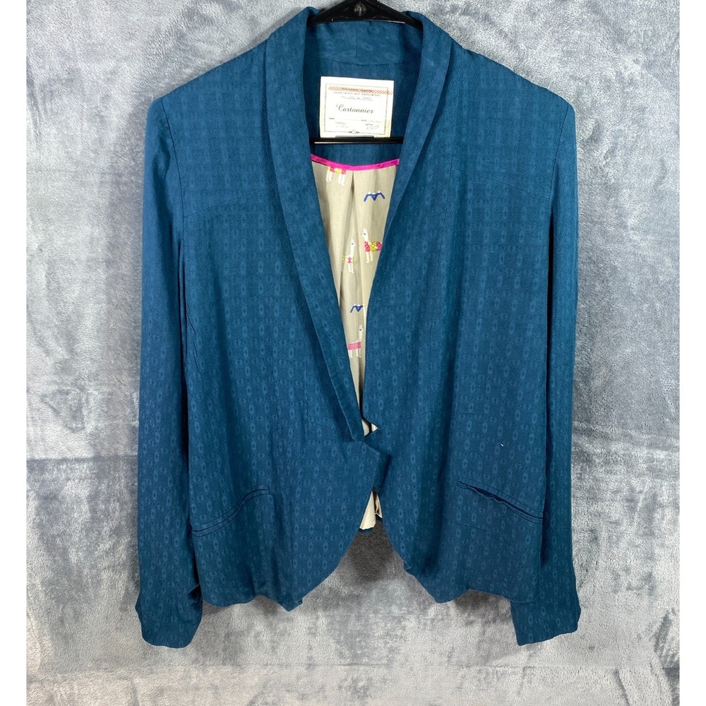 Cartonnier Anthropologie Open Front Blazer Womens Small Jacquard Textured Shawl